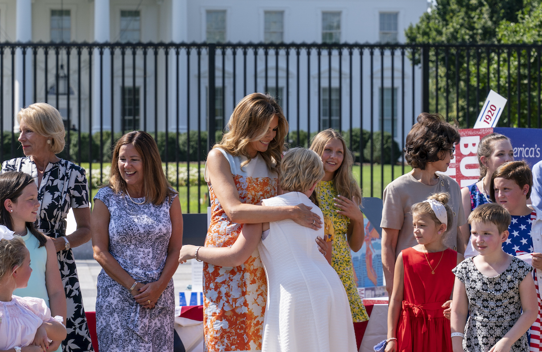 First lady opens student art exhibit on women's suffrage