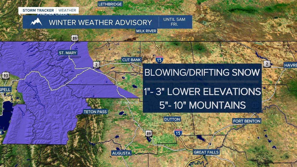Windy with tricky travel along the Divide throughout the night