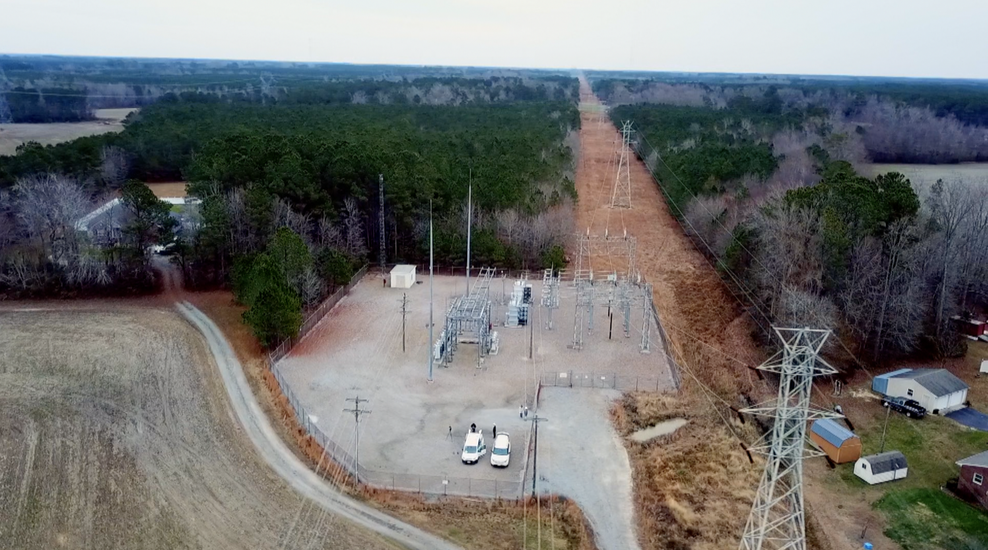 Drone footage of Community Electric Cooperative power substation 12-14-22