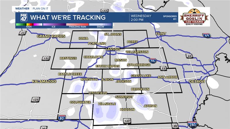 Light snow showers begin Wednesday morning and last through the late afternoon hours with light accumulations possible