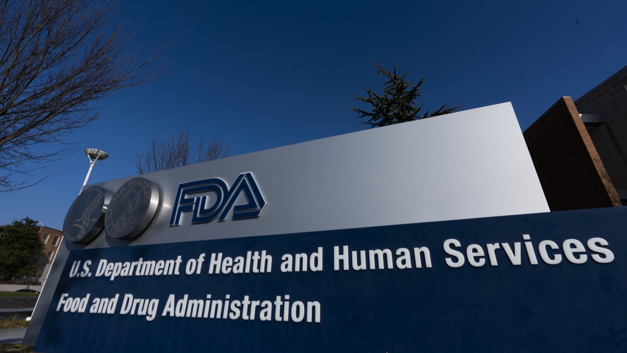 A sign in front of the Food and Drug Administration building.