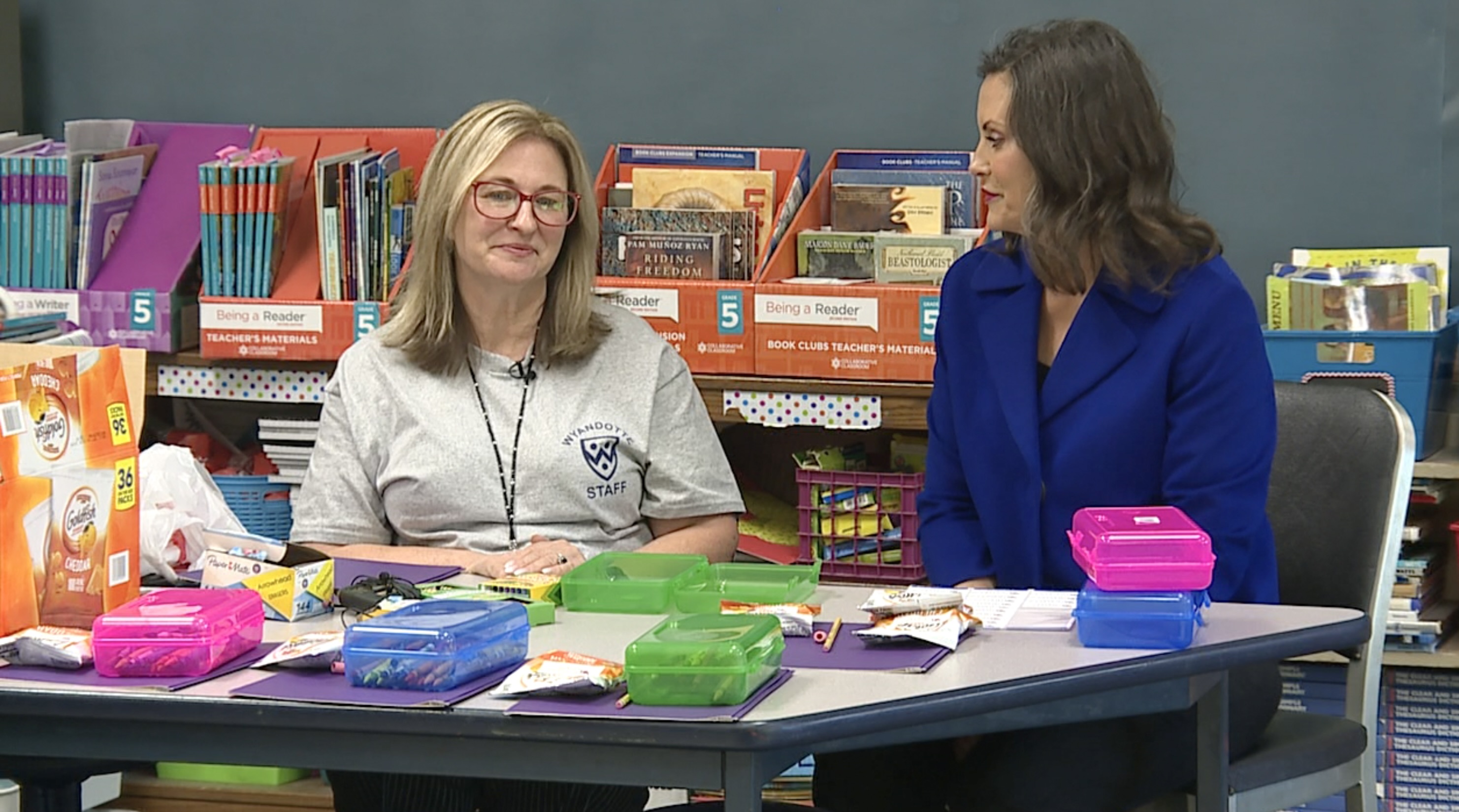 Governor Whitmer visits Wyandotte elementary school as budget battle continues 