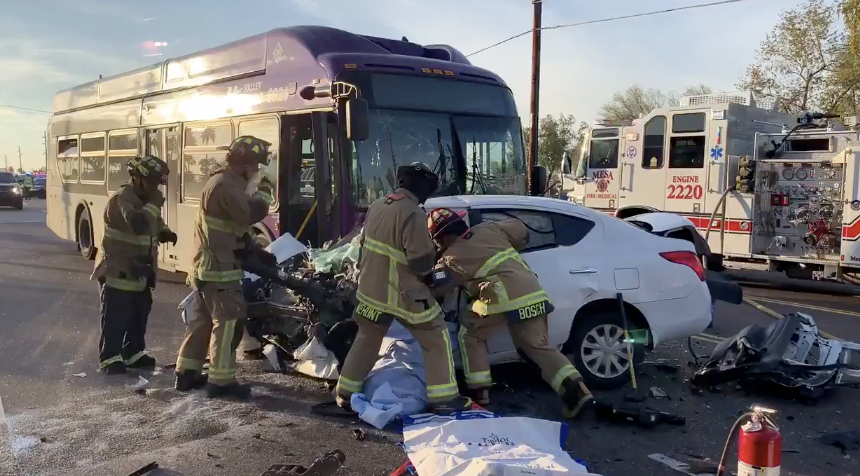 Crash involving city bus in Mesa 