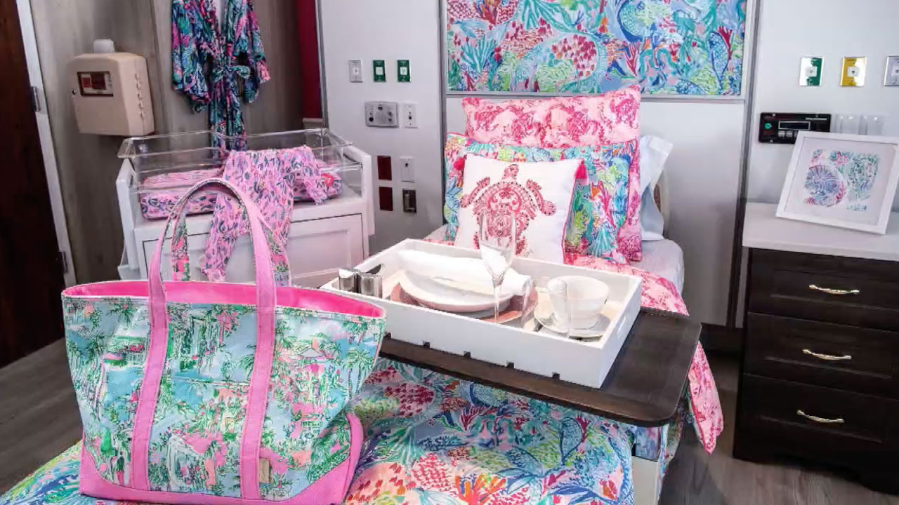 Lilly Pulitzer-themed birthing suites at Good Samaritan Medical Center
