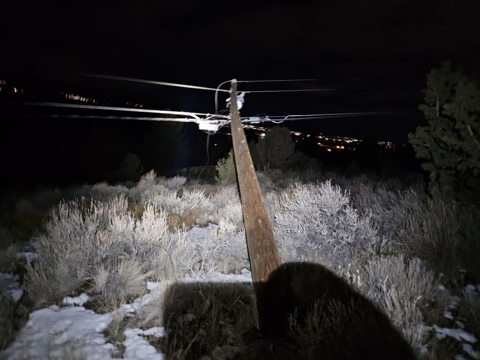 Downed pole in Northern Nevada after high wind event