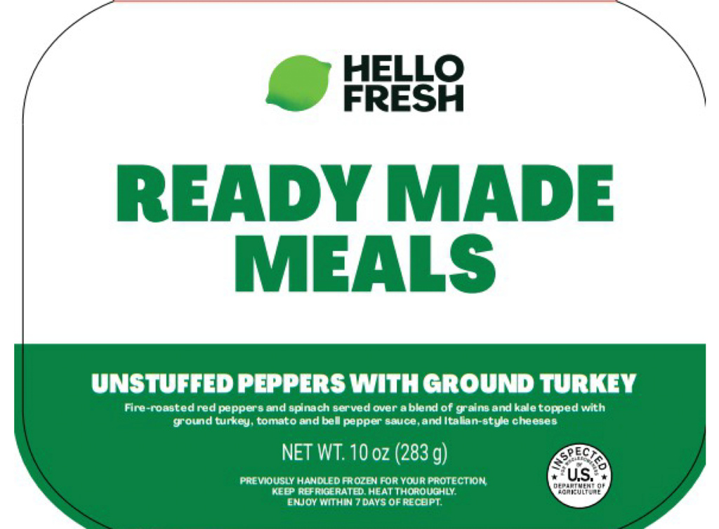 This image provided by U.S. Agriculture Department shows Hello Fresh Ready Made Meals Unstuffed Peppers with Ground Turkey.