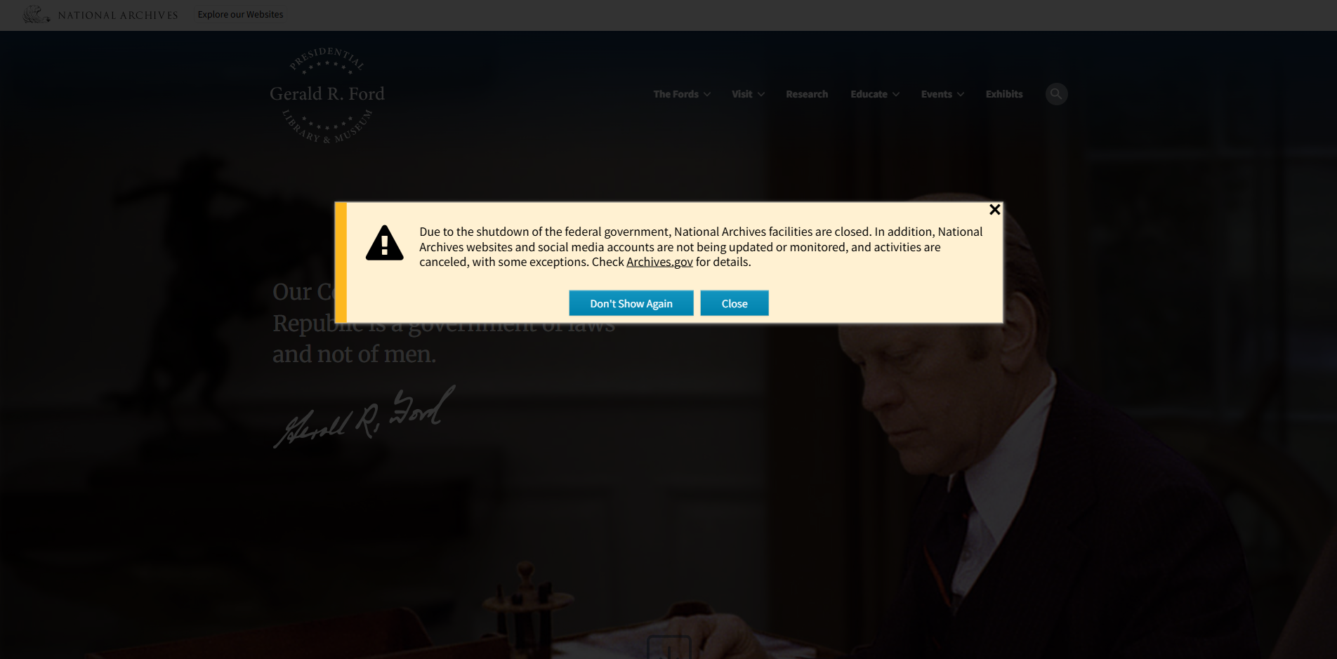 Gerald R Ford Presidential Museum closed.png
