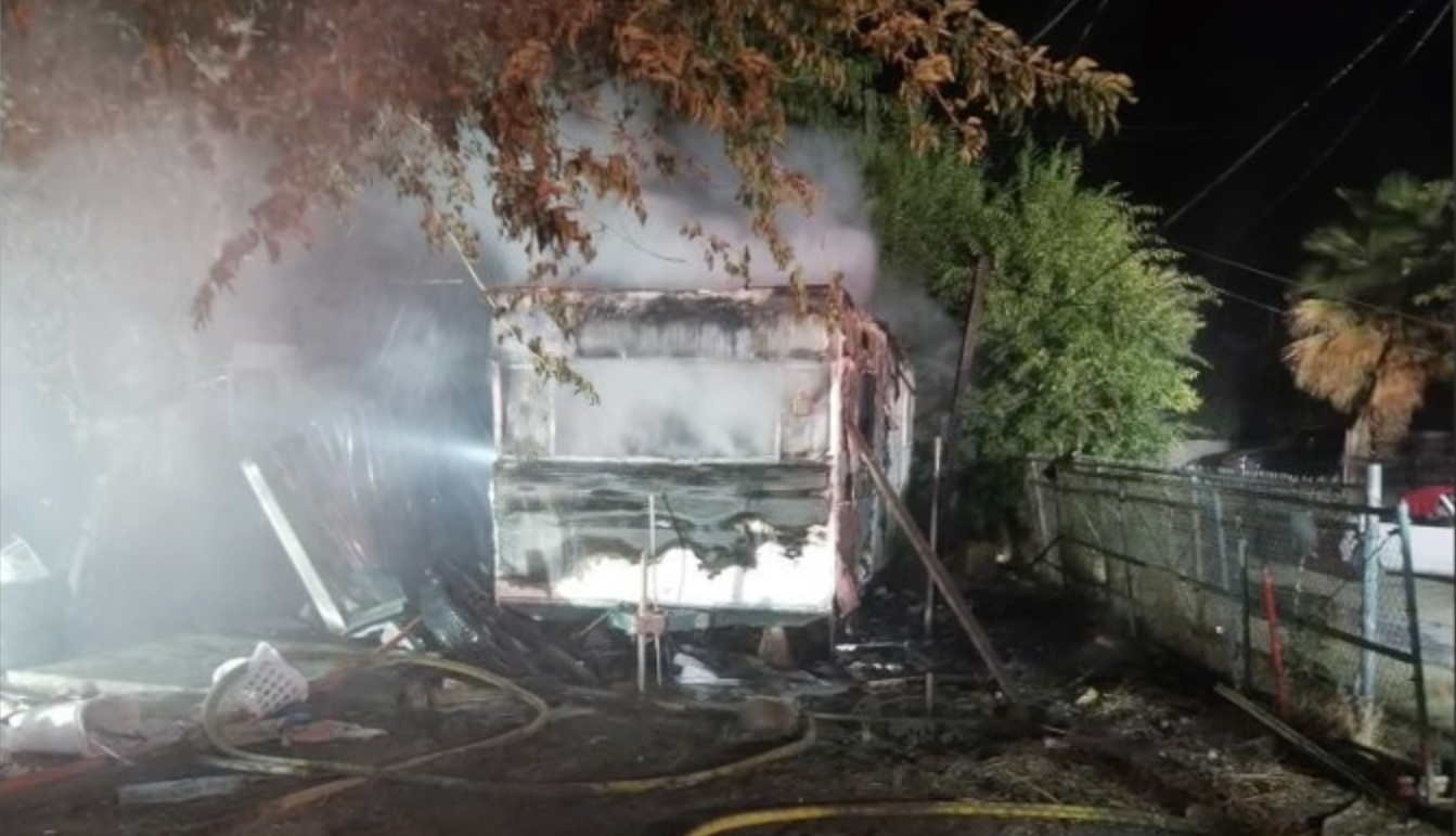 burnt trailer in lake isabella