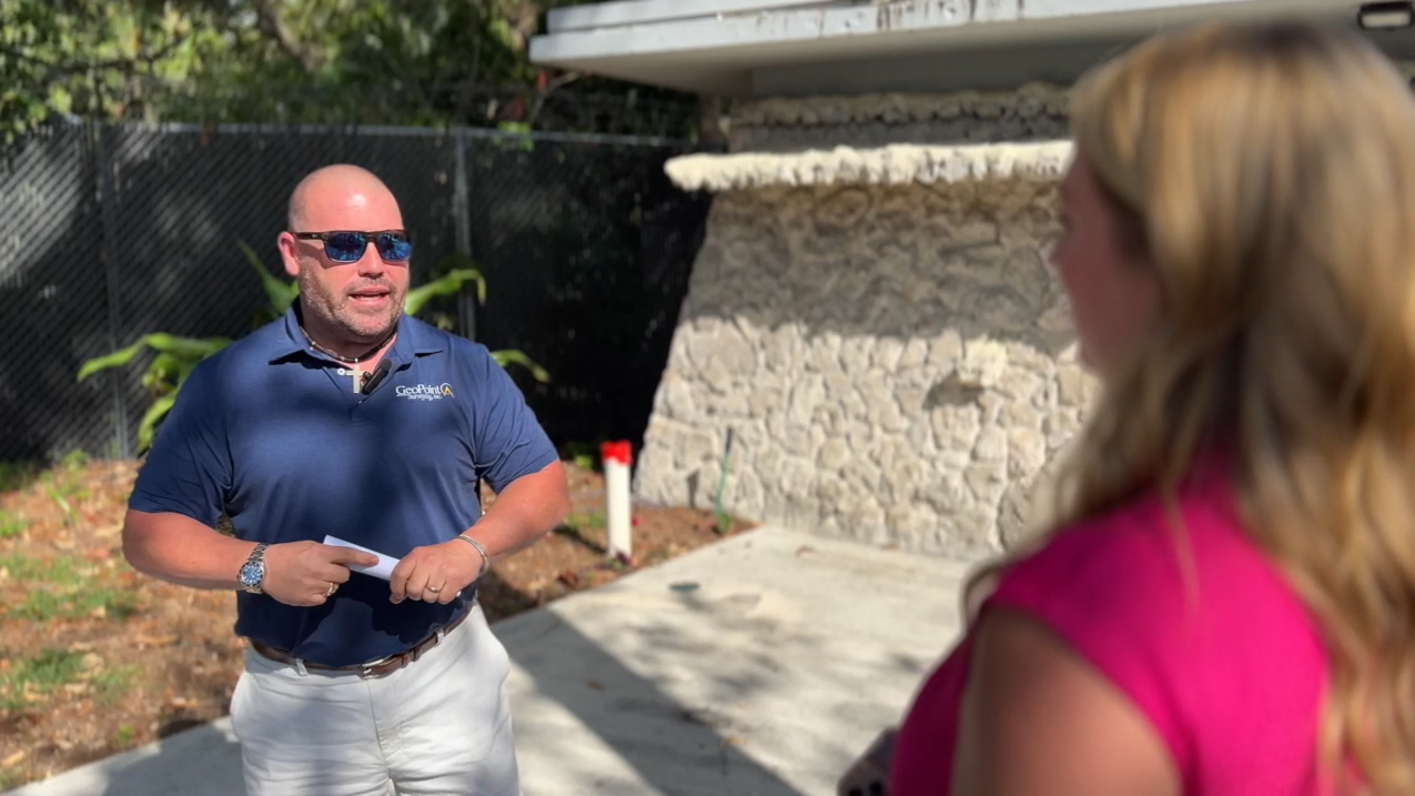 Palm Beach County parent Justin Brantley speaks to WPTV anchor Ashley Glass at a Let's Hear It event at the Palm Beach Zoo on March 15, 2024.PNG