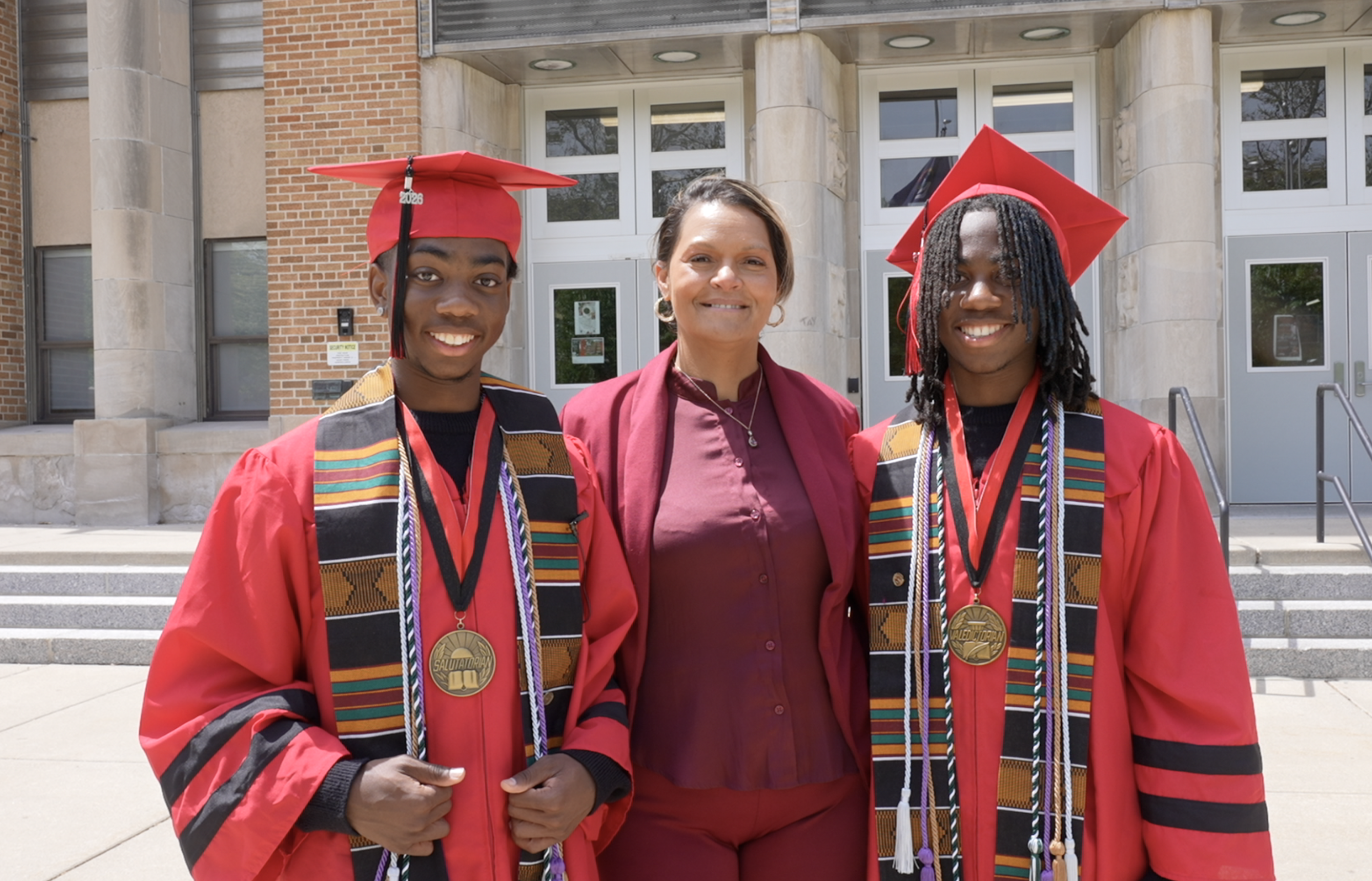 Sexton Principal Jami Scott with Jah’Reiece and Kah’Reiece Kelso-McKinney