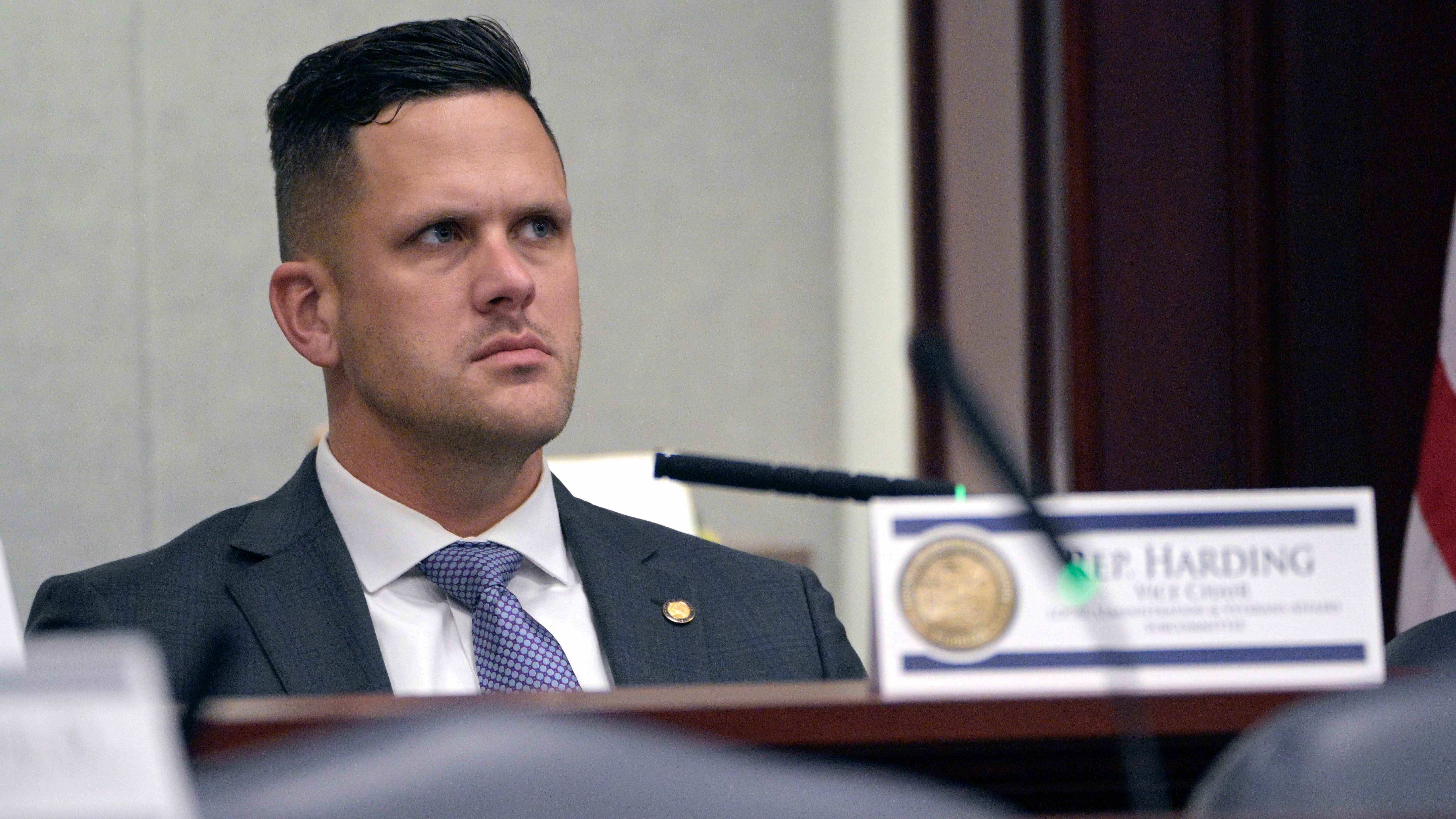 Florida state Rep. Joe Harding listens during a Local Administration and Veterans Affairs Subcommittee hearing in a legislative session on Jan. 13, 2022, in Tallahassee, Fla. Harding has been indicted for defrauding a loan program offered by the federal government to help small businesses during the coronavirus pandemic, officials said Wednesday, Dec. 7, 2022.