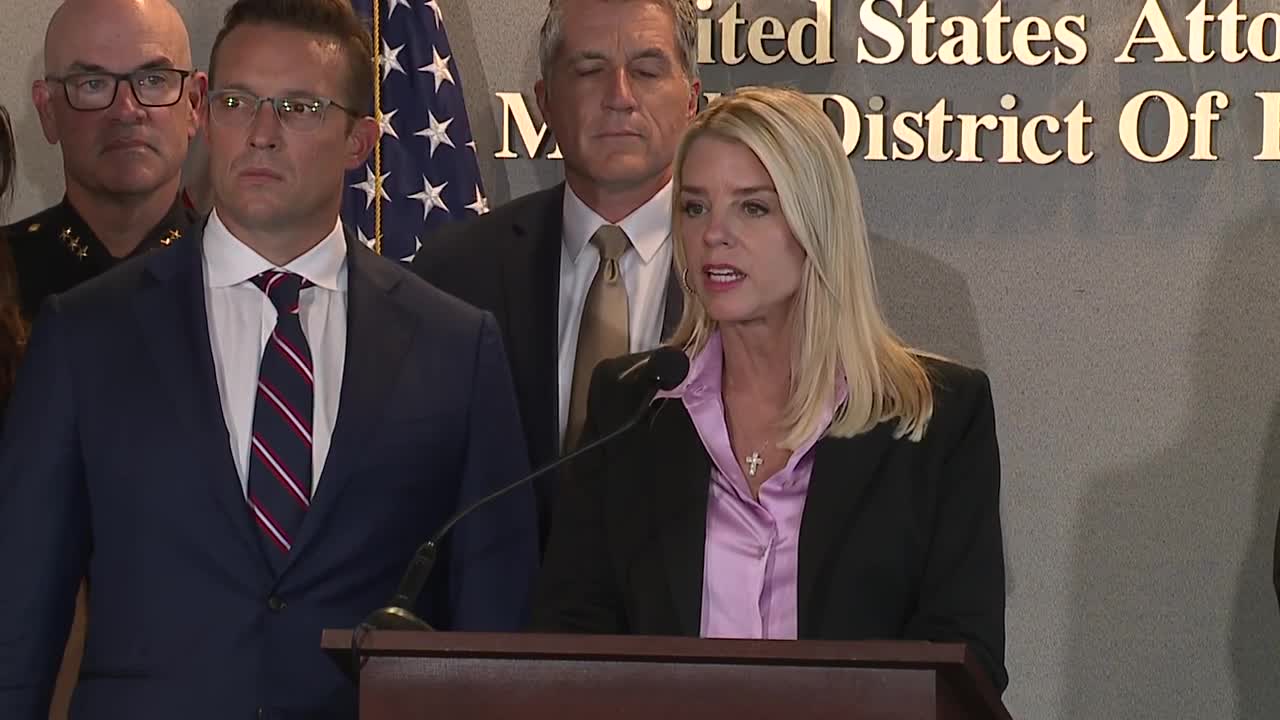 AG Pam Bondi press conference in Tampa on political violence