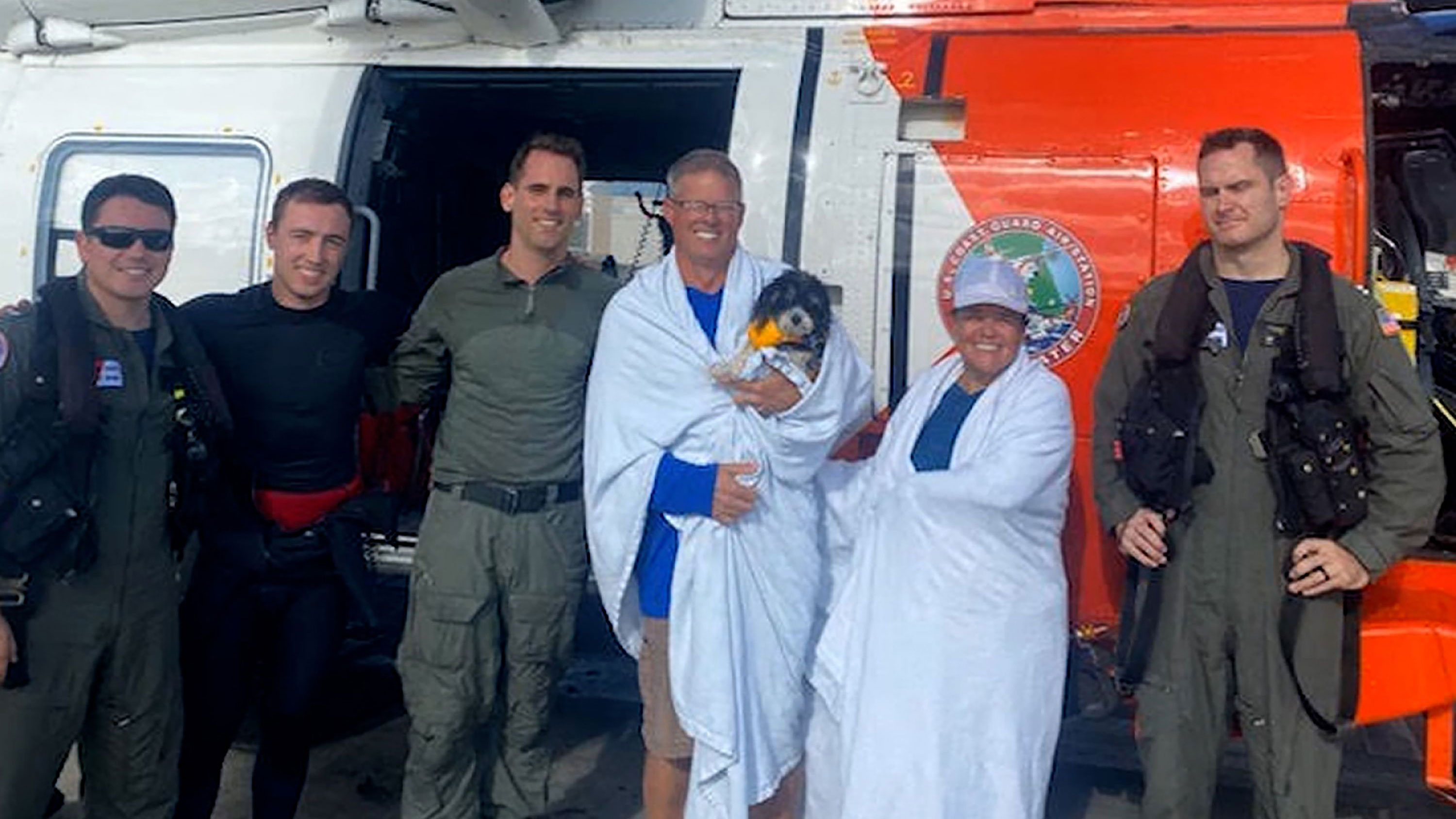 A couple and their dog had to be rescued as water began to fill their sailboat while they were 90 miles off Florida’s Gulf Coast.