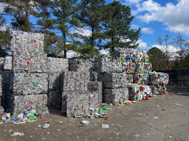 Recycling plastic bottles bales