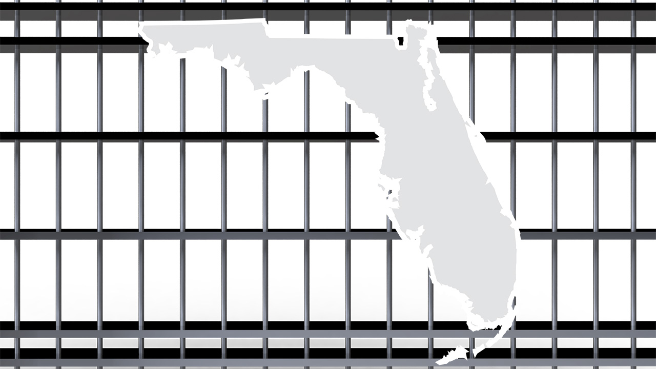 Florida map in jail bars