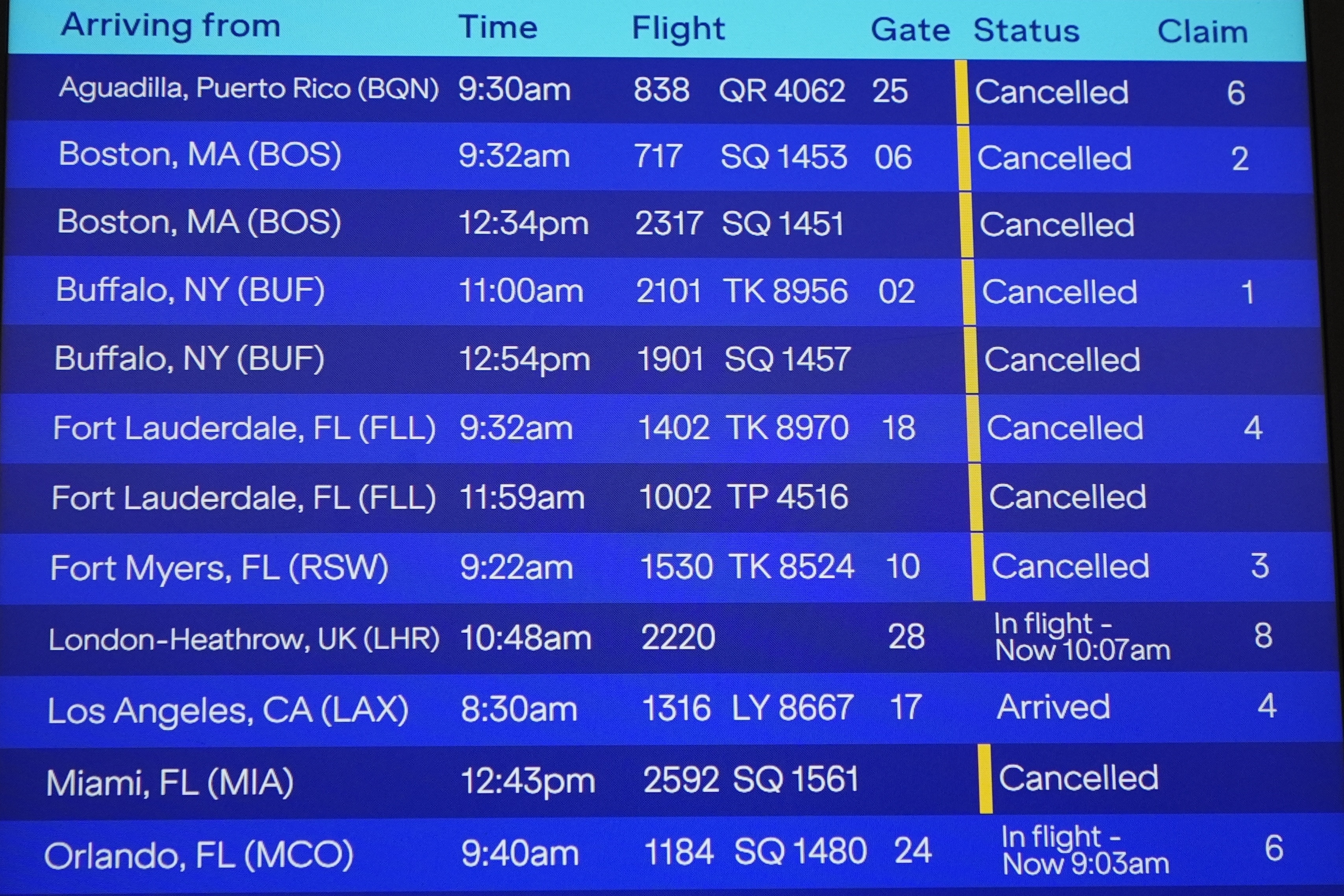 Flight cancellations