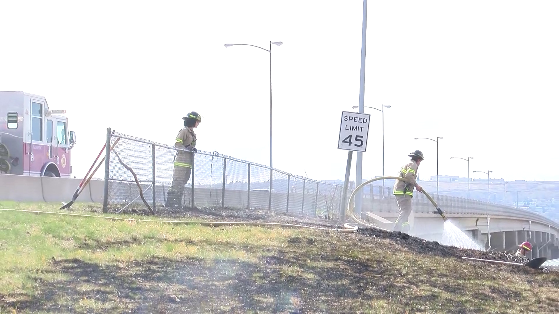 A small grass fire along 10th Avenue South kept firefighters busy for a bit on Saturday afternoon.
