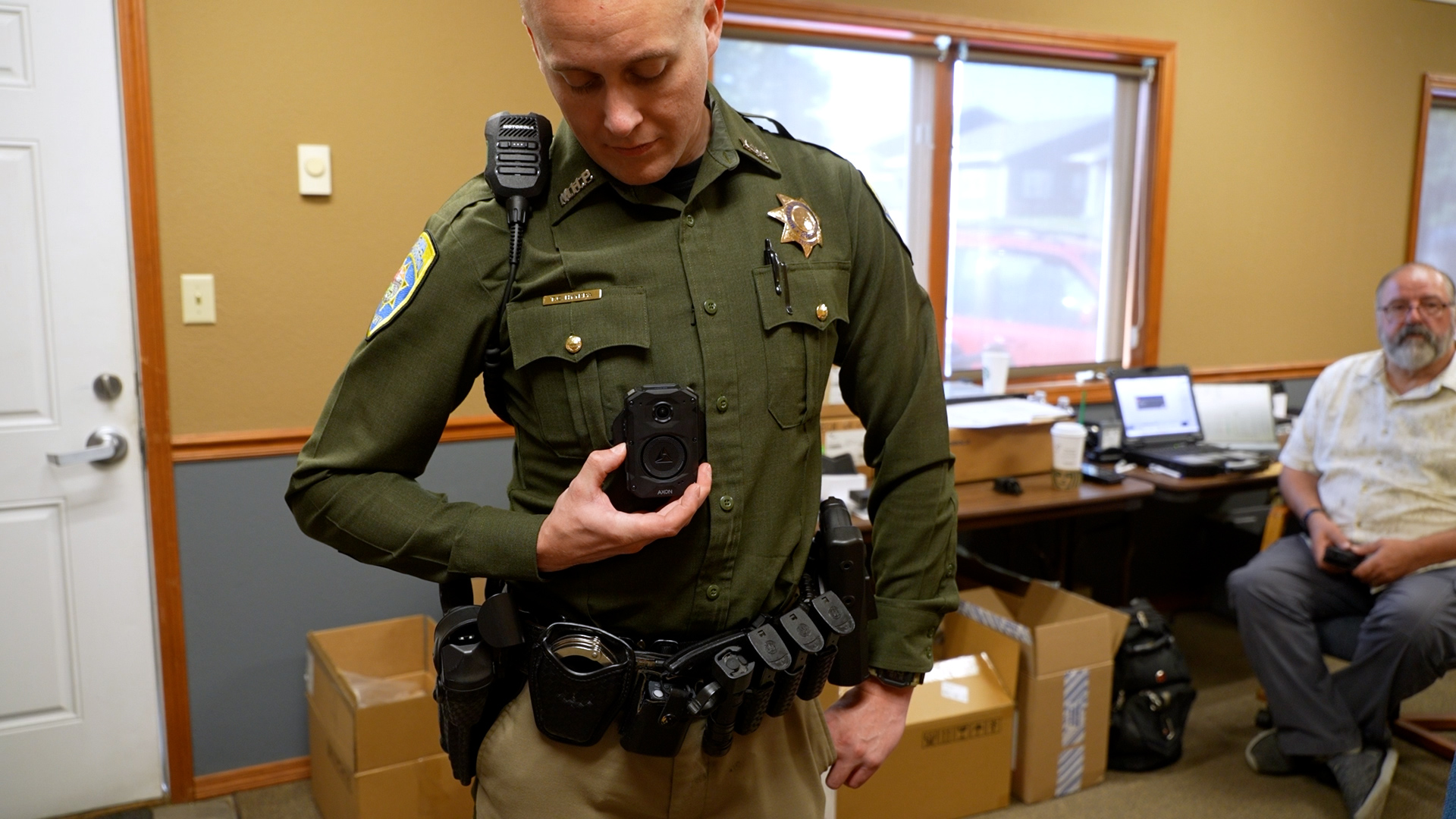 Trooper turning on camera
