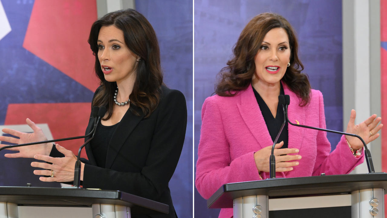 Whitmer and Dixon debate side by side