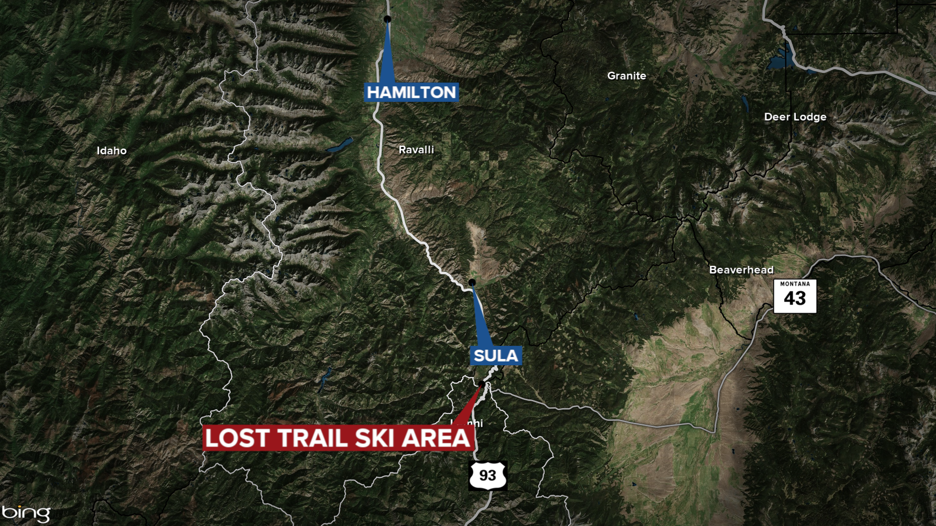 Lost Trail Missing Skier Map