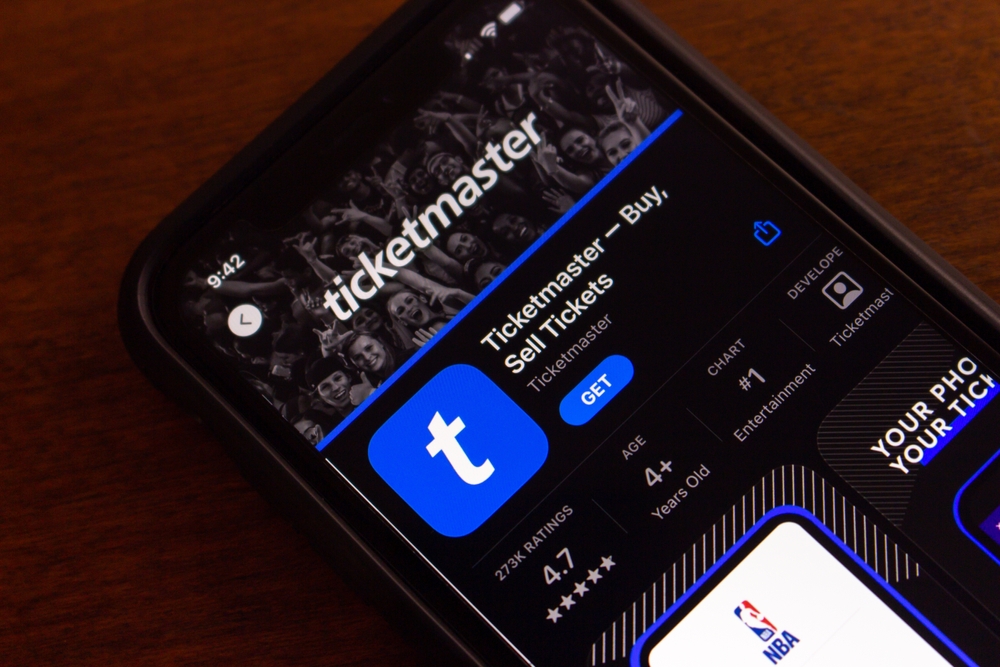 Ticketmaster app on computer
