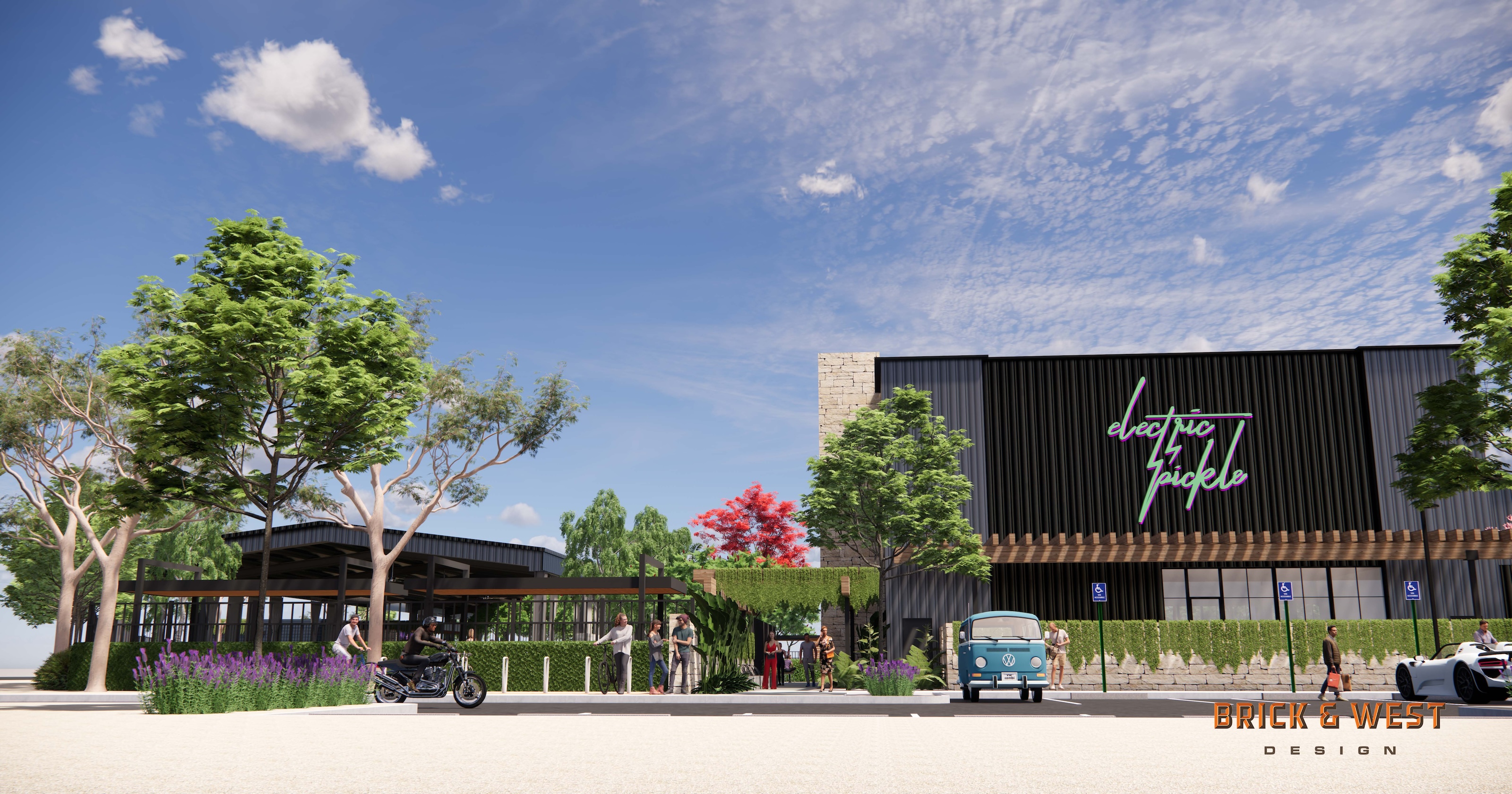 Electric Pickle: A rendering of the pickleball, dining & outdoor entertainment destination set to open in Tempe, Arizona. 