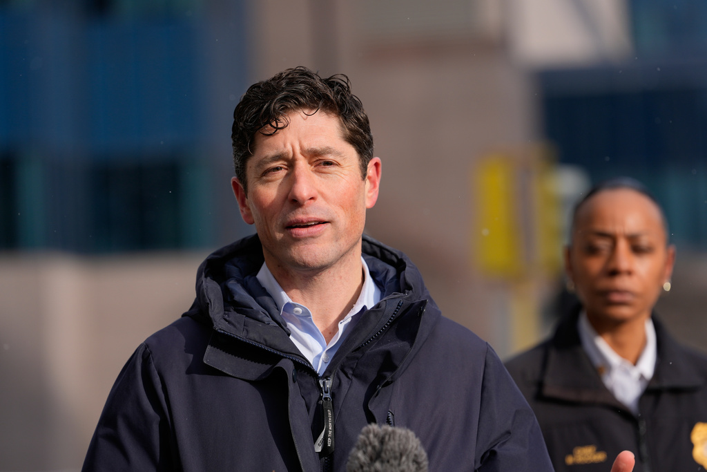 Minneapolis Mayor Jacob Frey holds a news conference on Saturday, Jan. 10, 2026, in Minneapolis.