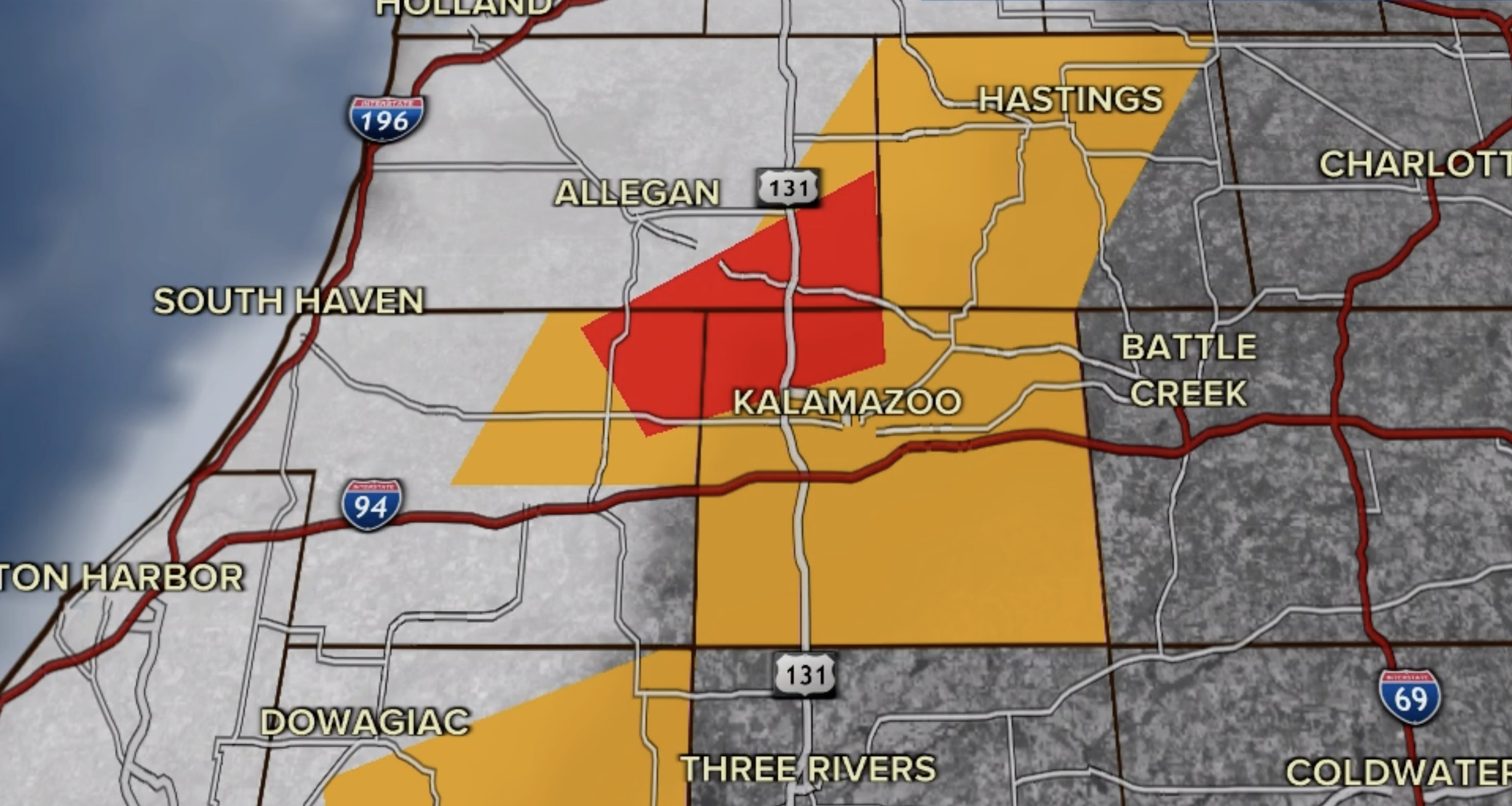 Tornado warning map