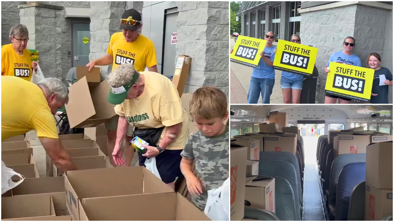 Louisa's Stuff the Bus event collects school supplies for students in need