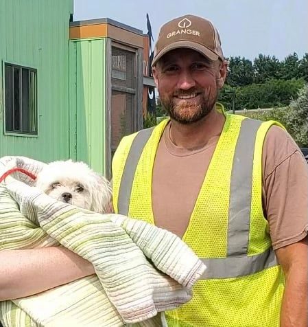 Dog found in Granger Garbage truck this morning