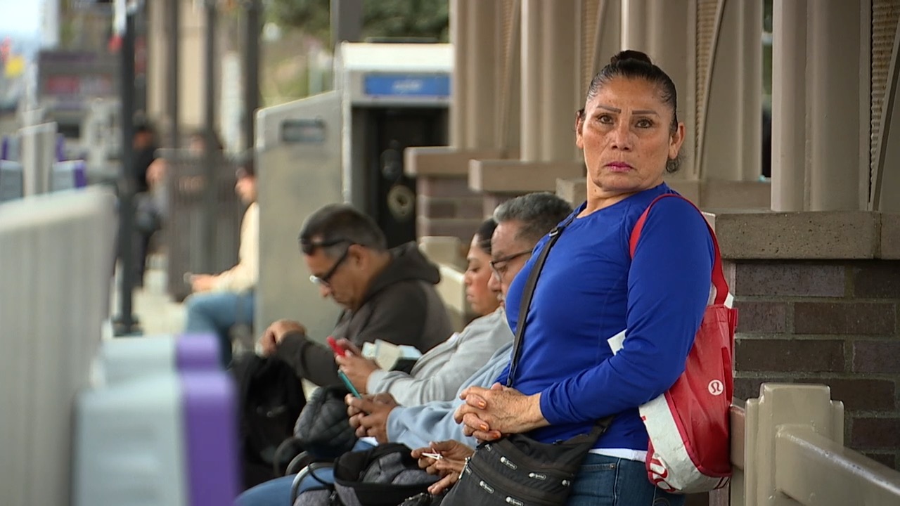 Passengers wait for buses in the South Bay