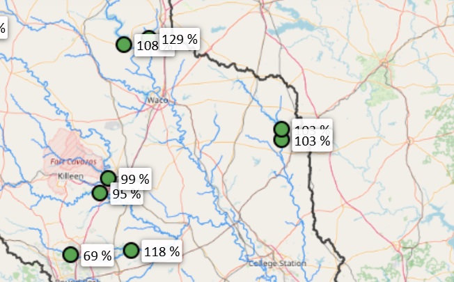Lake water levels on June 12