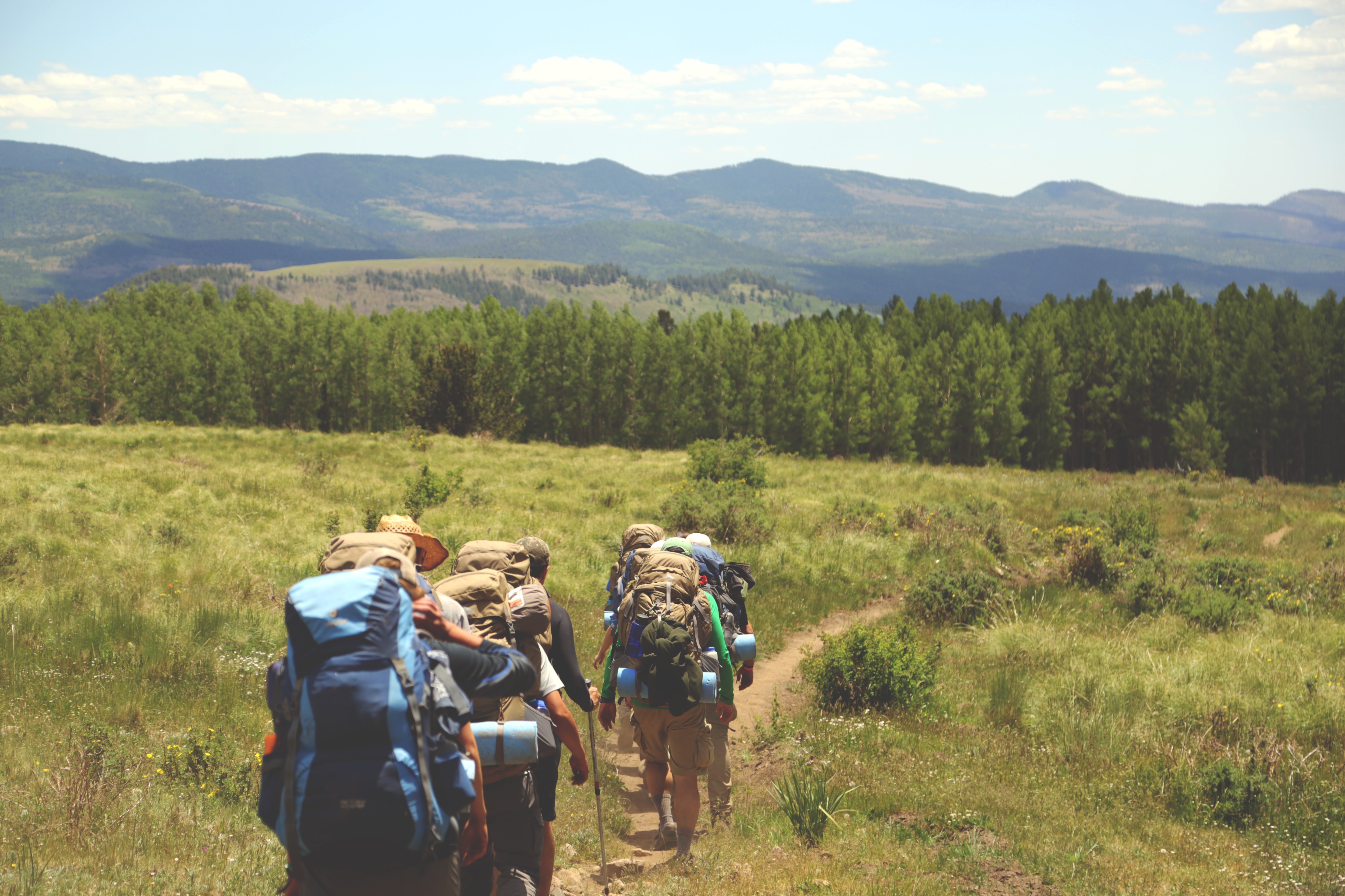 Hiking camping stock photo 