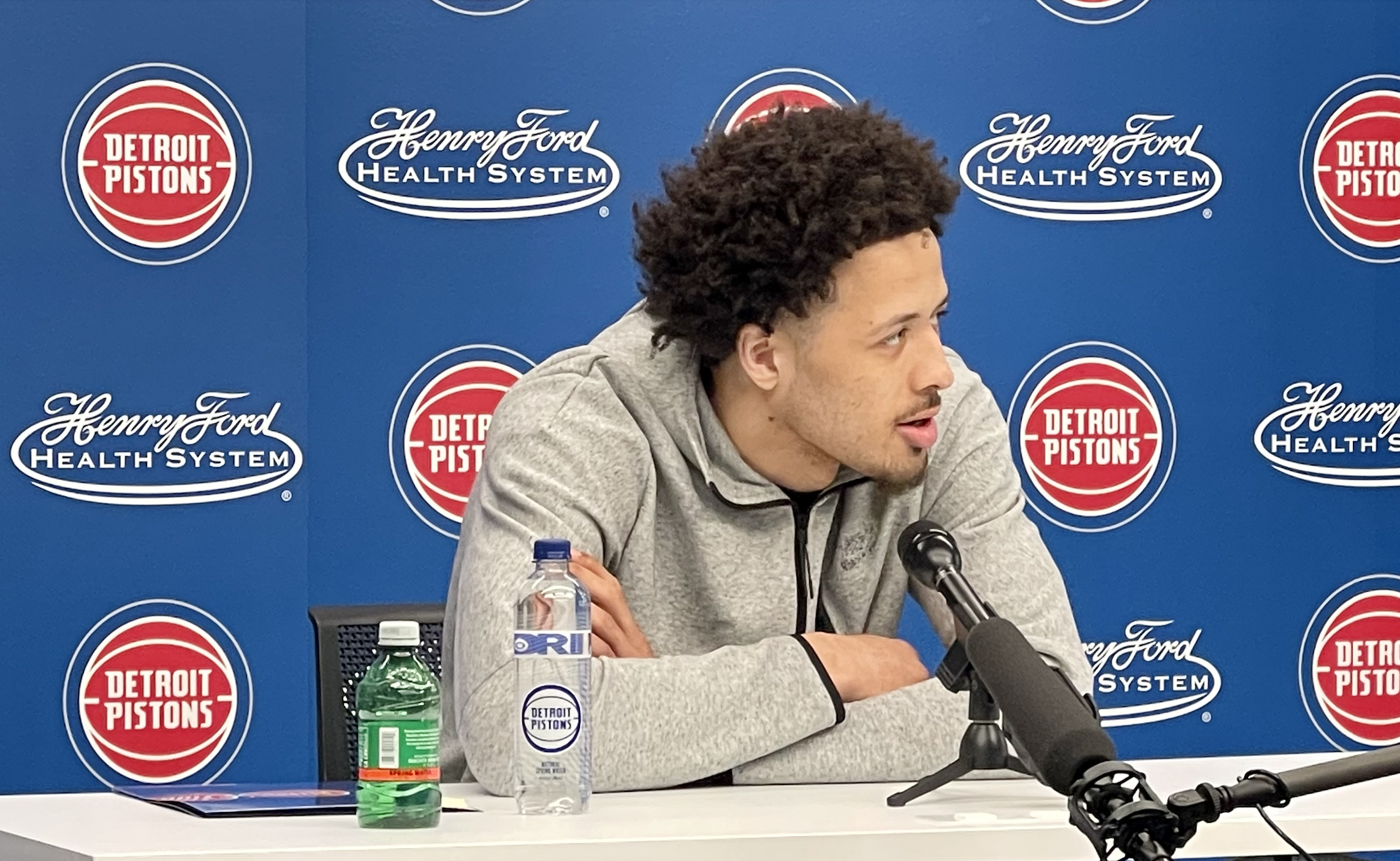 Cade Cunningham meets with media after finishing year one