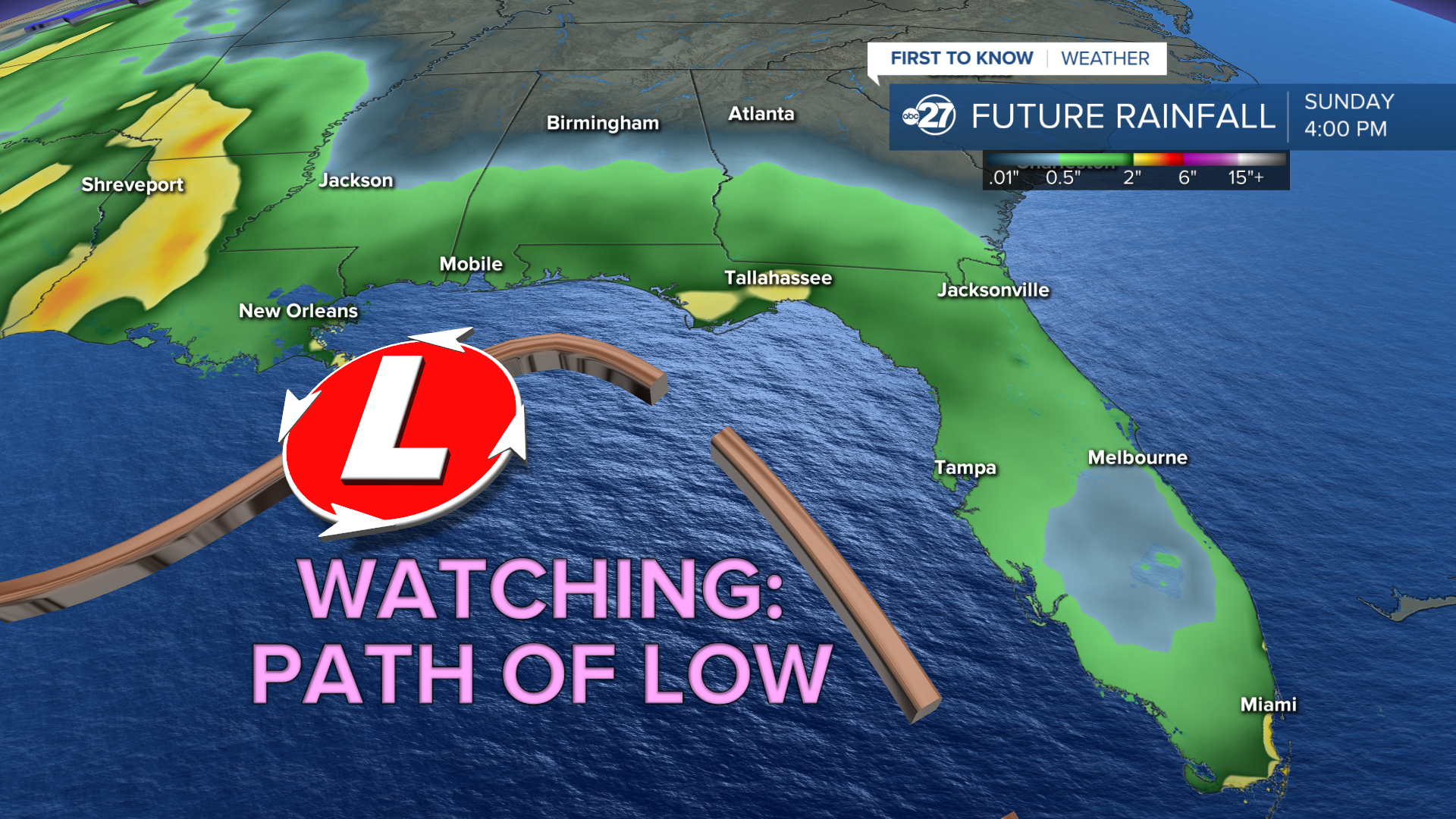 Watching where weekend low's path takes it