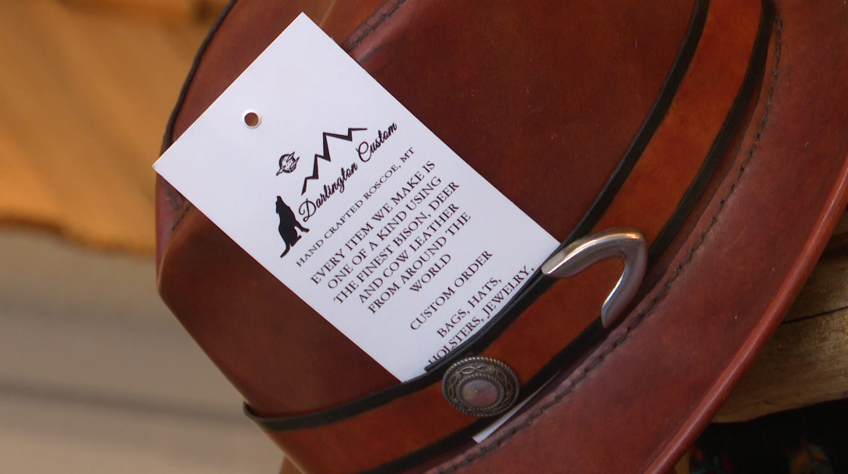 Handmade leather hat from Darlington Custom Leather