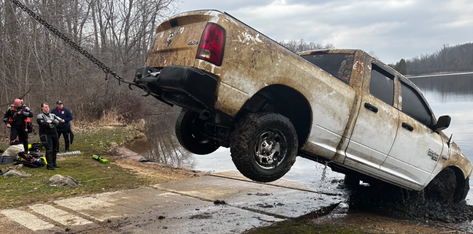 RAM truck pulled from Wolf Lake in Almena Township
