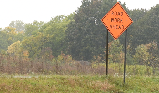 Road work sign Kipp exit
