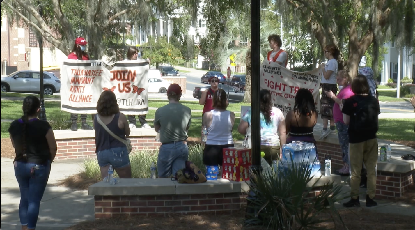 Students protest ICE activity, call for immigrant protections at FSU during Friday march 