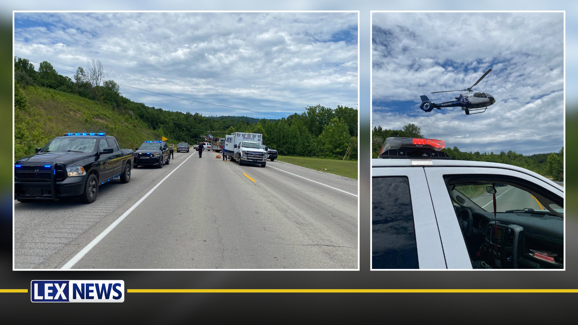 Photos of emergency services at Kentucky Highway 92 West three-vehicle collision
