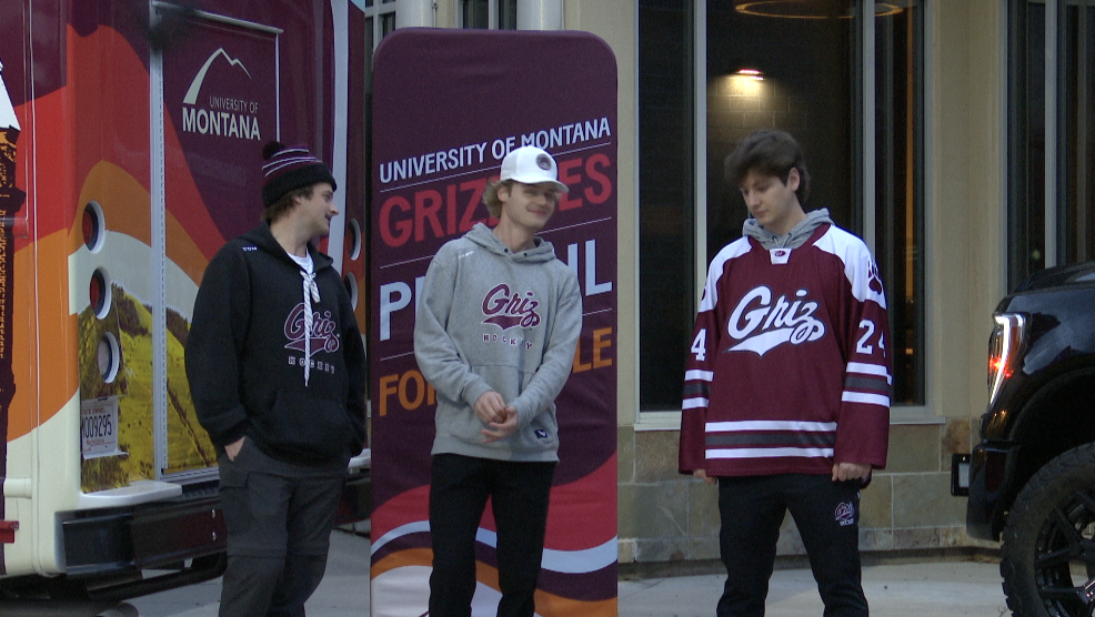 UM Hockey players at the Can the Cats Tailgate