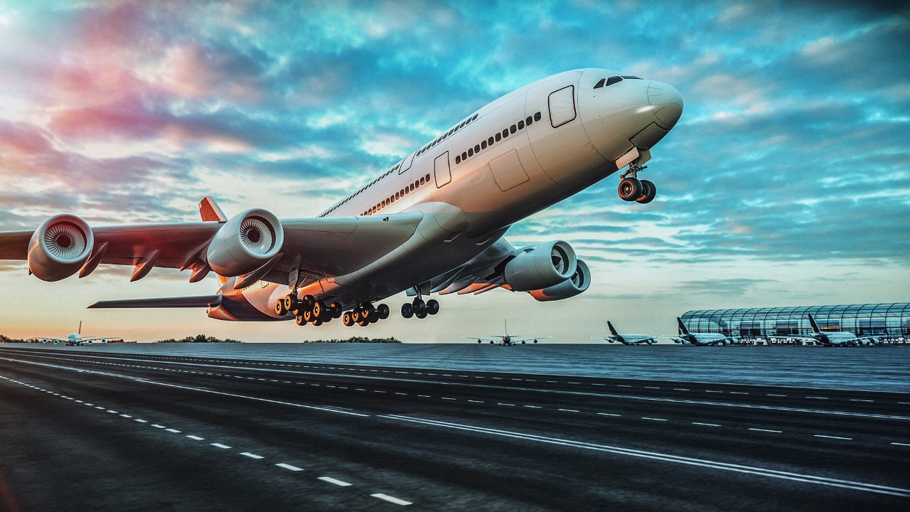 Airplane ready for takeoff