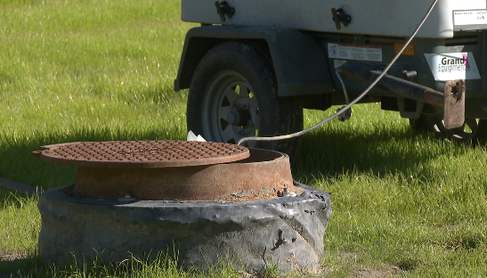 Byron Township sewer lid opened