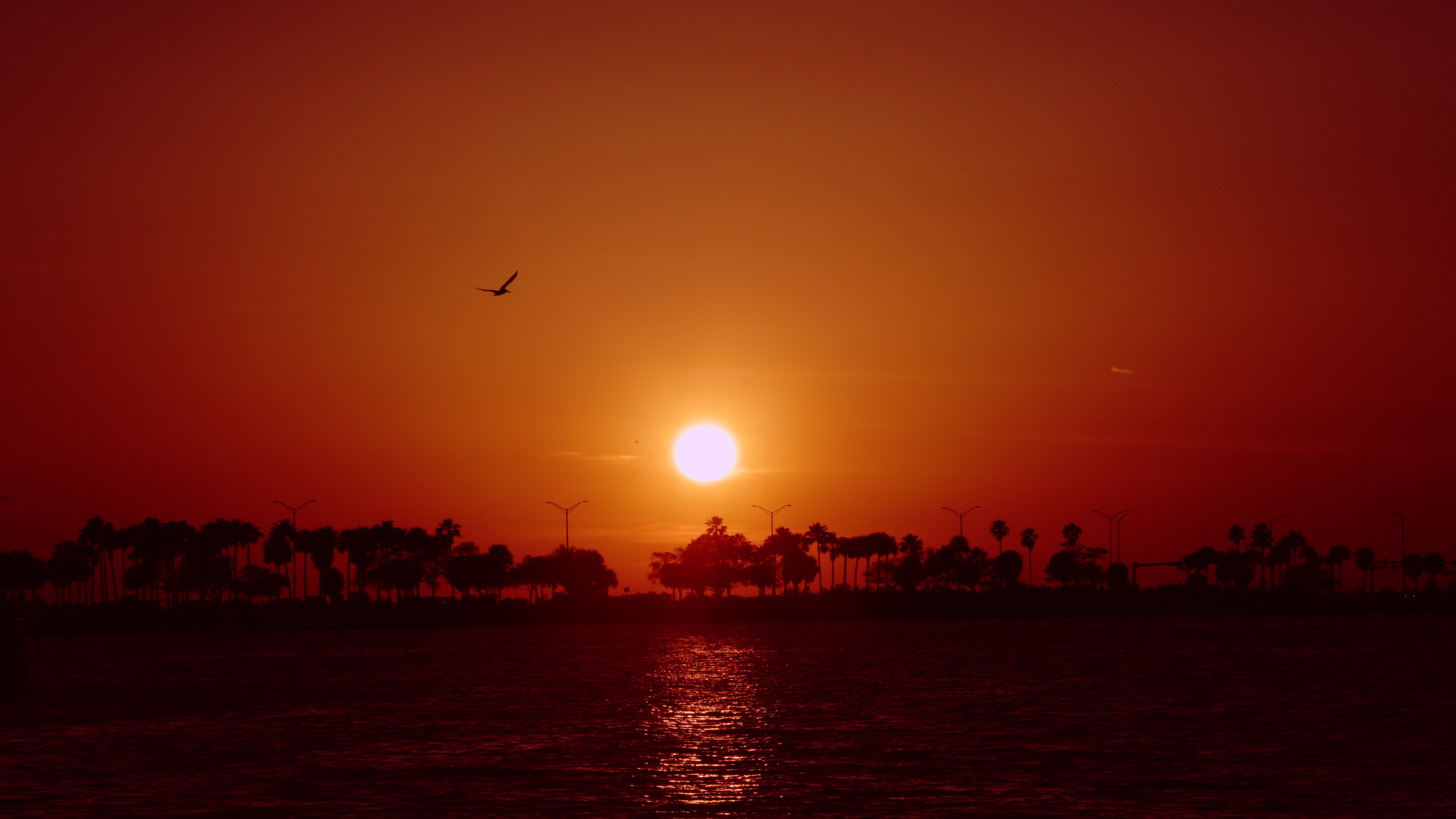 Sunset over the Courtney Campbell Causeway from Rocky Point, Florida.