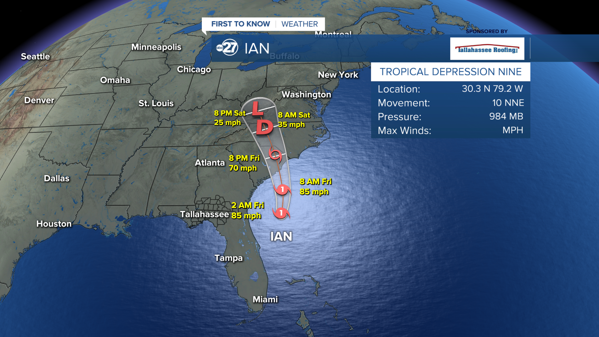 Hurricane Ian path 9/30 AM