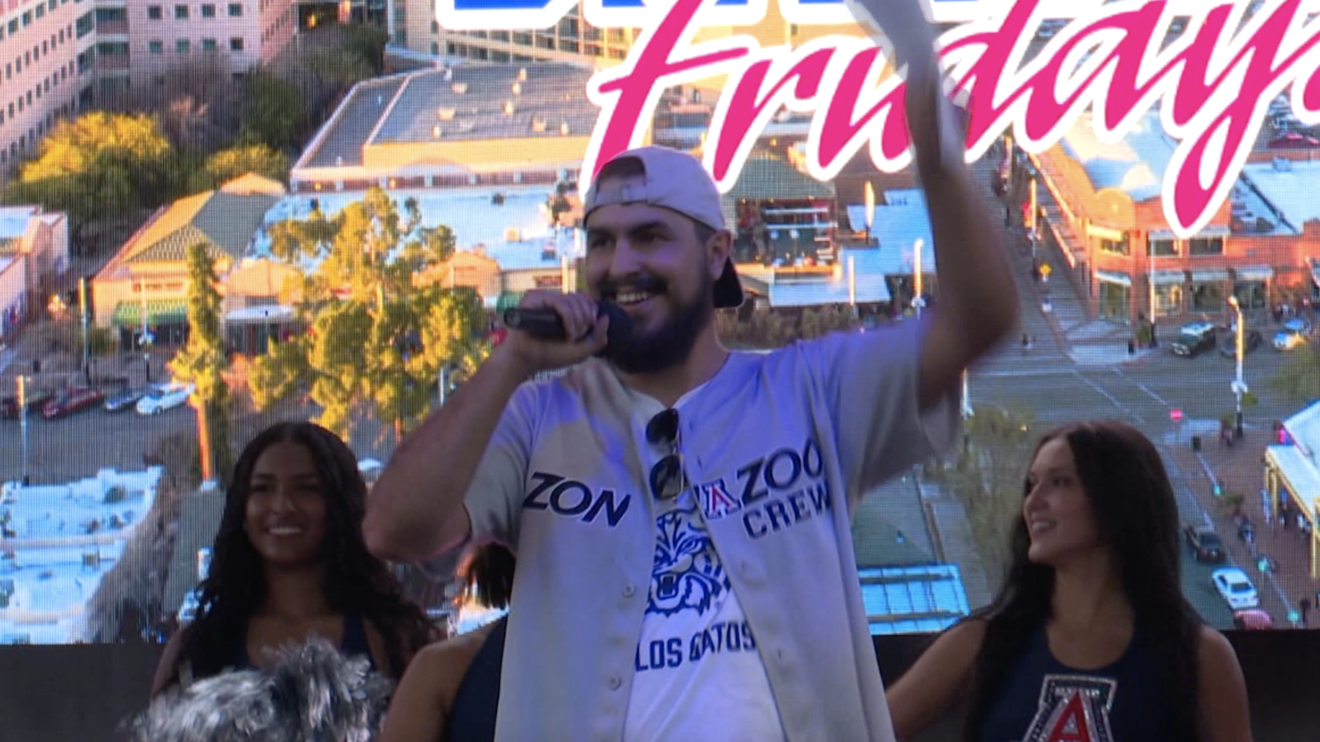 Robert Rodriguez energizes the crowd during the Friday's 'Bear Down Friday' pep rally.