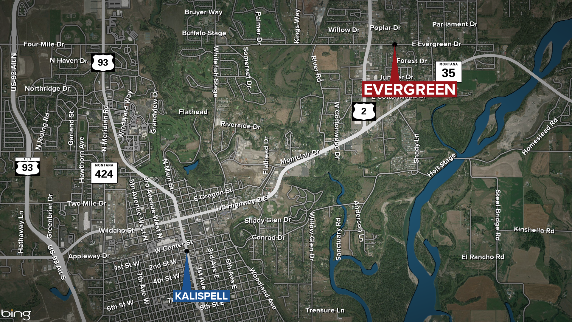 Evergreen Pedestrian Fatal Accident Map