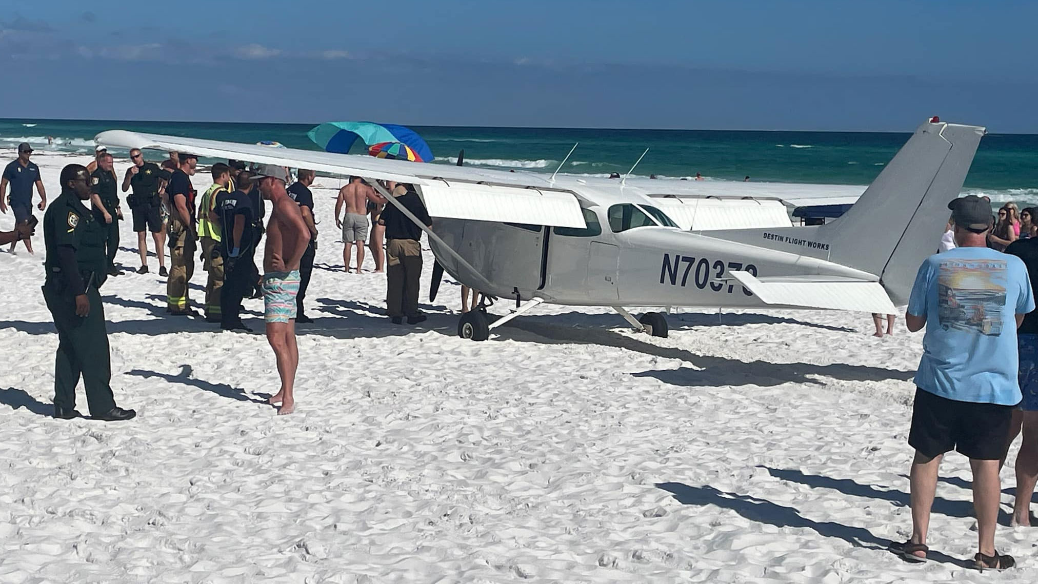 A small plane made an emergency landing on Miramar Beach in Florida on May 20, 2024.