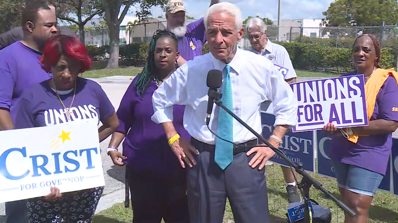 Charlie Crist campaign stop in West Palm Beach, June 16, 2022, picks up union endorsement