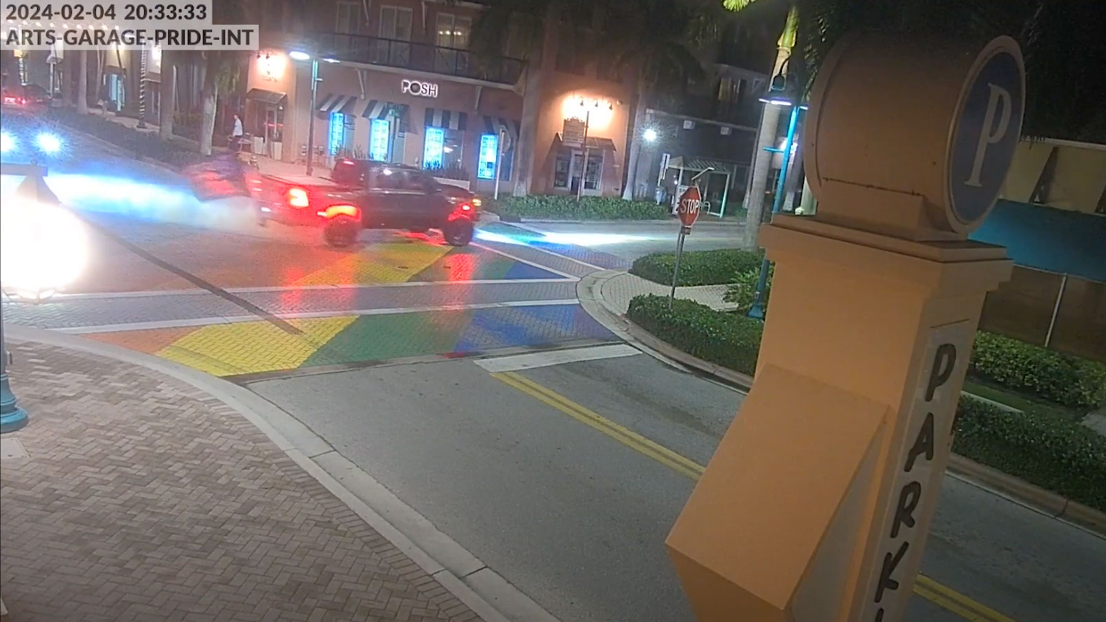 Video shows the driver of a pickup truck defacing an LGBTQ Pride intersection in Delray Beach on Feb. 4, 2024.